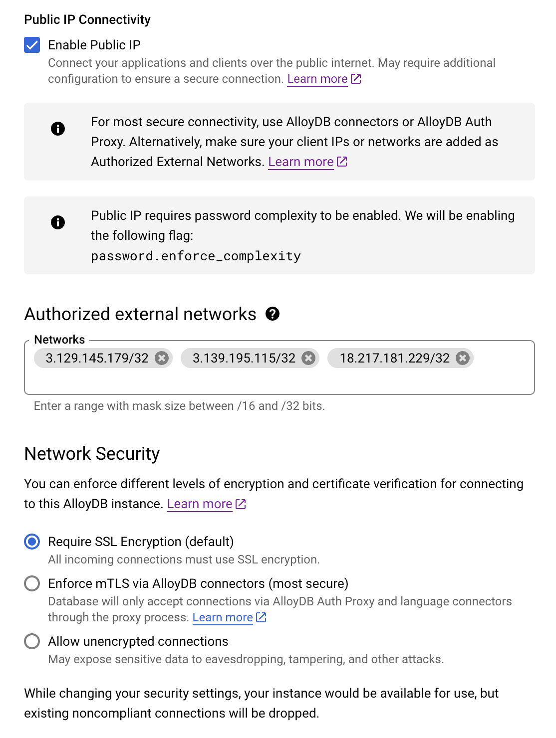 AlloyDB network configuration