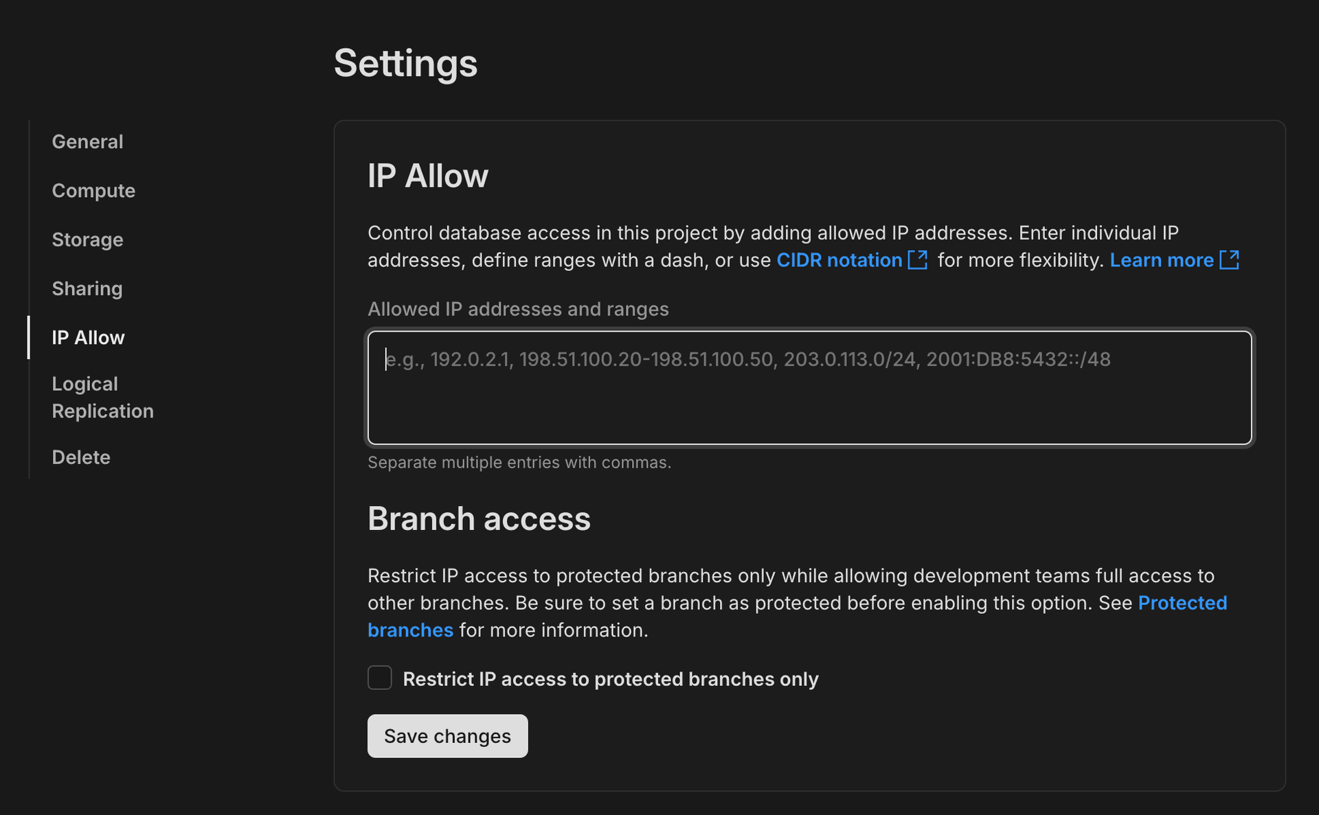 IP Allow configuration
