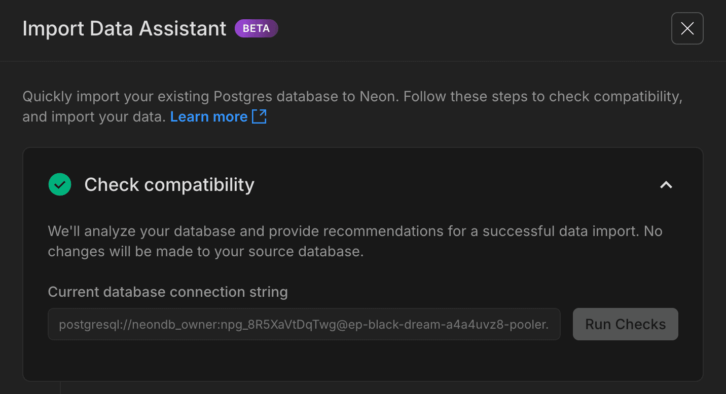 Import Data Assistant wizard